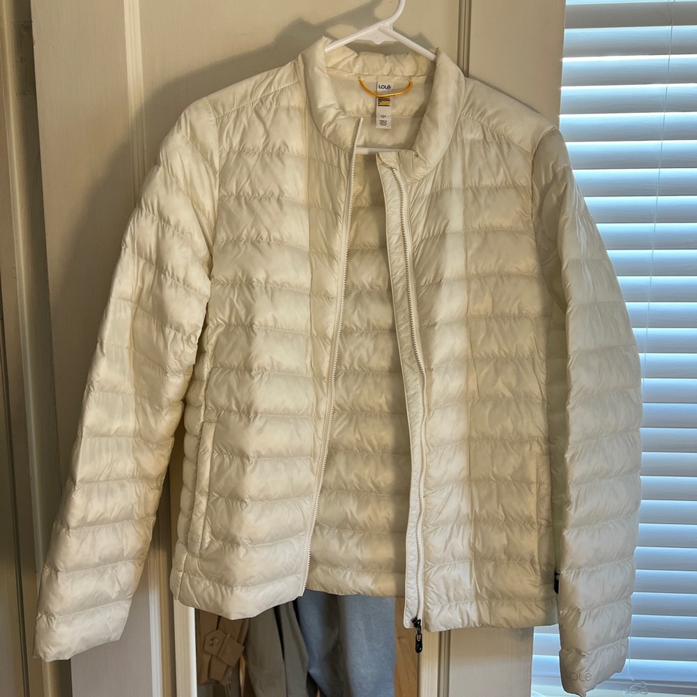 Lole Cream Cropped Puffer Jacket